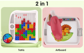 Детски проектор за рисуване, С игра на тетрис, 2 в 1, Розов