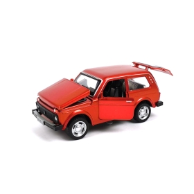 Метална кола Lada Niva, със светлини и звуци, Червена, Без опаковка