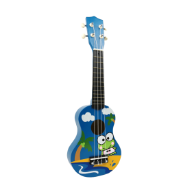 Детска китара, Дървена, 4 струни, Синя