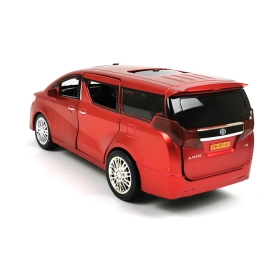 Метален микробус Toyota Alphard, Със звук и светлини, Червен, Без опаковка