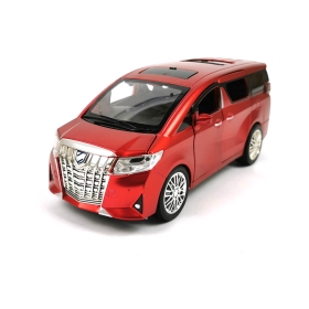 Метален микробус Toyota Alphard, Със звук и светлини, Червен, Без опаковка