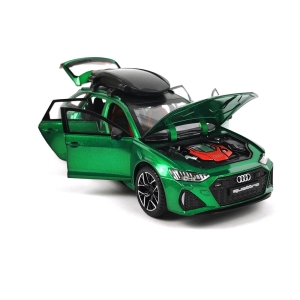 Метална количка Audi Rs6, Със светлини и звуци, Зелена, Без опаковка