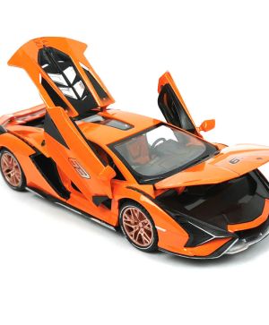 Метална кола Lamborghini Revuelto, С отварящи се врати, оранжева