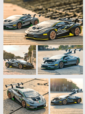 Метален автомобил, Lamborghini Huracan GT3, Със звук и светлини, Сив