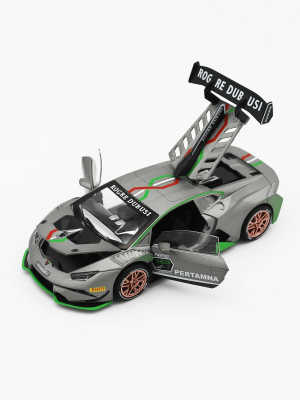Метален автомобил, Lamborghini Huracan GT3, Със звук и светлини, Сив