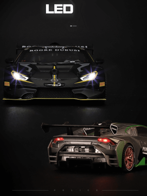 Метален автомобил, Lamborghini Huracan GT3, Със звук и светлини, Черен