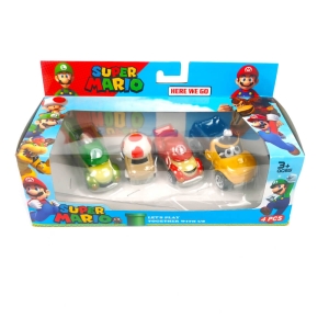 Комплект колички, Super Mario, Mетални, 4 броя
