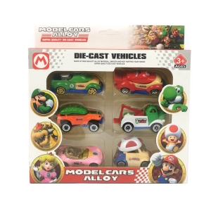 Комплект колички, Super Mario, Mетални, 6 броя