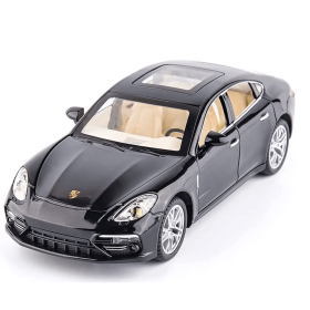 Метална кола Porsche Panamera, Със светлини и звуци, Черна, 1:18, Без опаковка