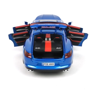 Метална кола Porsche Panamera, Със светлини и звуци, Синьо, 1:18, Без опаковка