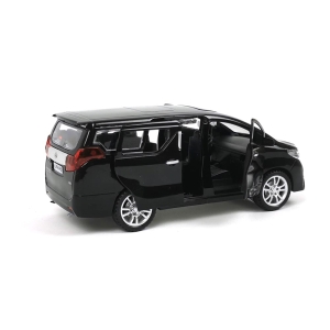 Метален микробус Toyota Alphard, Със звук и светлини, Черен, 1:32, Без опаковка