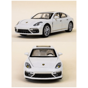 Метална кола Porsche Panamera, Със светлини и звуци, 1:24, Бяла, Без опаковка