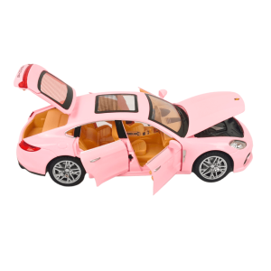Метална кола Porsche Panamera, Със светлини и звуци, 1:24, Розова, Без опаковка
