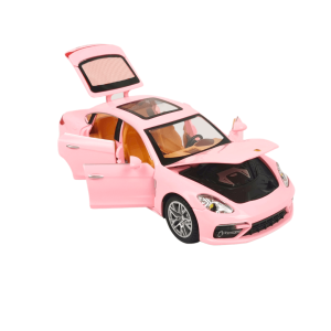 Метална кола Porsche Panamera, Със светлини и звуци, 1:24, Розова, Без опаковка