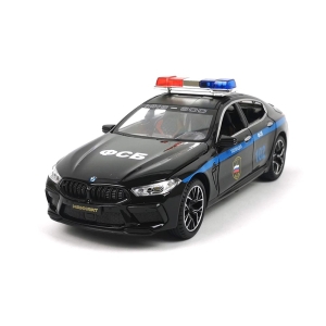 Детски автомобил BMW, Метален, Полиция, 1:24, Черен, Без опаковка
