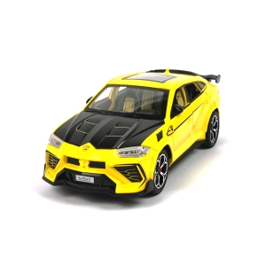 Метален автомобил, Lamborghini Urus, Със звук и светлини, Жълт, С пушек, 1:24, Без опаковка