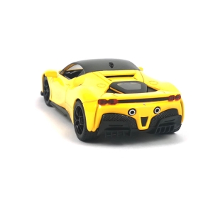 Метален автомобил Ferrari, Със звук и светлини, Жълт, 1:32, Без опаковка