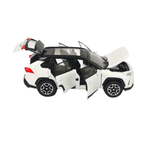 Метална кола Toyota RAV4, Със звук и светлини, Бяла, 1:32, Без опаковка
