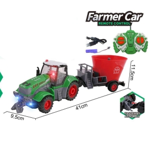 Детски трактор, С дистанционно, Презареждащи батерии, Ремарке сеялка