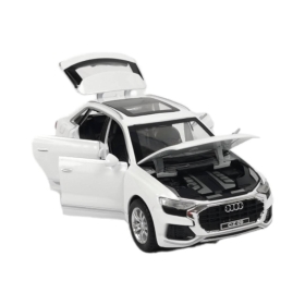 Метален джип Audi Q8, Със светлини и звуци, Бял, Без опаковка, 20х9x7см