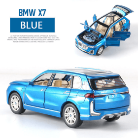Метален автомобил BMW X7, Със светлини и звуци, Син, Без опаковка, 20х8х7см