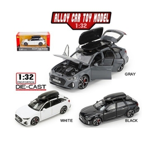 Метална количка Audi Rs6, Със светлини и звуци, 1:32, Черна