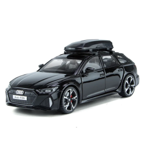 Метална количка Audi Rs6, Със светлини и звуци, 1:32, Черна
