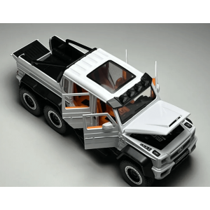 Метален автомобил Mercedes-benz G63 AMG 6×6, С отварящи се врати, Бял, Без опаковка