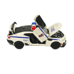 Метална количка полиция, Със светлини и звуци, 1:32, Бяла