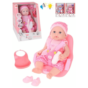 Кукла бебе, Със столче за хранене, Розова 