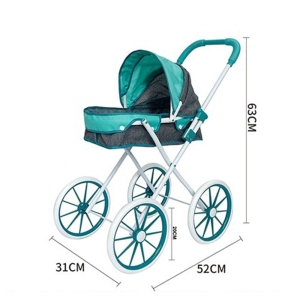Детска количка за кукли, С големи колела, Зелена