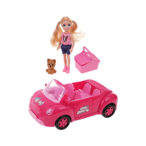 Комплект кукла с кола и кученце 
