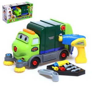 Детски камион за боклук, За разглобяване, С винтоверт и инструменти