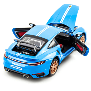 Метална количка Porsche 911 GT3, С отварящи се врати, Синя, 1:32, Без опаковка