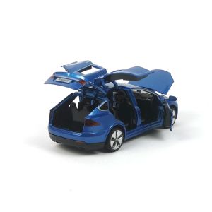 Метална кола Tesla, Model X, С пушек, 1:22, Синя, Без опаковка