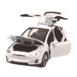 Метална кола Tesla, Model X, С пушек, 1:22, Бяла, Без опаковка