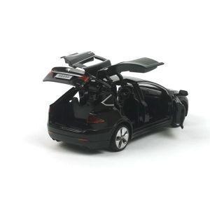 Метална кола Tesla, Model X, С пушек, 1:22, Черна, Без опаковка