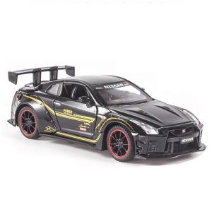 Метална кола Nissan GT-R Nismo, С пушек, 1:24, Черна, Без опаковка