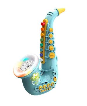 Детски саксофон, Със звук и светлини, 40х19, Зелен