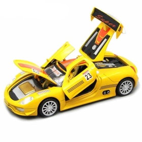 Метална количка Porsche, със звук и светлини, жълт