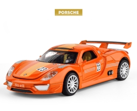 Метална количка Porsche, със звук и светлини, оранжев