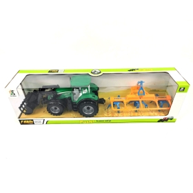 Детски трактор с ремарке, зелен