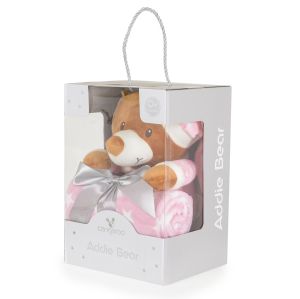 Одеяло 90/75 cm с играчка Addie Bear розов