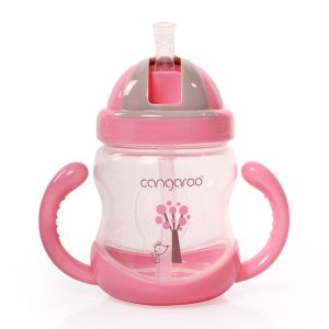 Чаша с пластмасова сламка 280ml C0582 розов