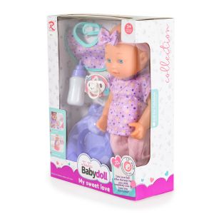Кукла 31см с гърне и биберон Purple 6811