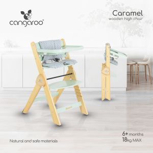 Дървен стол за хранене Caramel мента