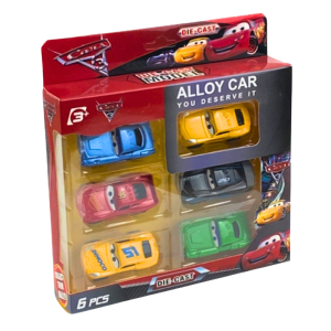 Комплект метални колички Cars, 6 броя, За деца 3+