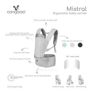 Ергономично кенгуру Mistral сив