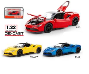 Метална кола Ferrari SF90 Stradale, Син, 1:32