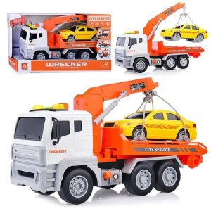 Играчка камион, Пътна помощ, 1:12, С количка, Светлини и Звук